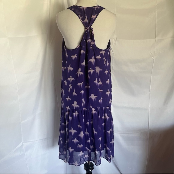 Rebecca Taylor Racerback Drop Waist Dress Purple w/ white Size 8 Flowy Fairy - Picture 6 of 10